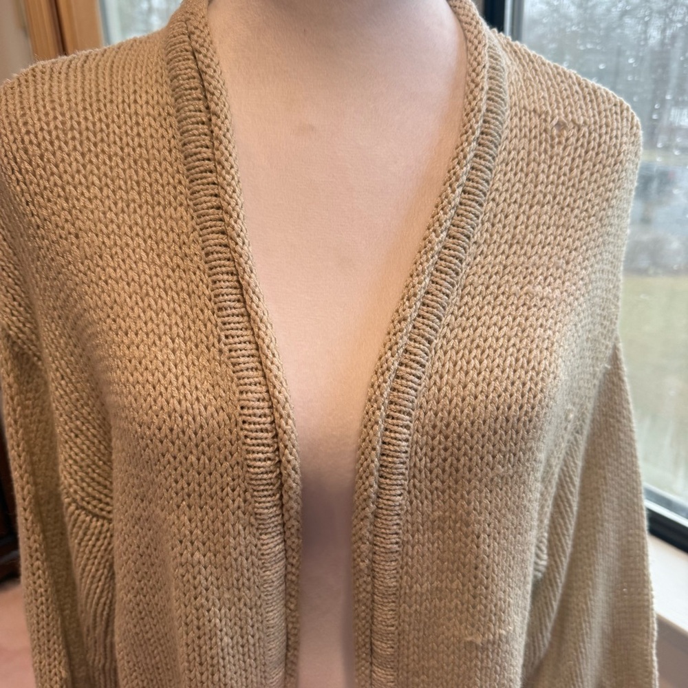 3/$25 Magaschoni Tan Open-Front Cardigan with Relaxed Fit Size M - Picture 3 of 13